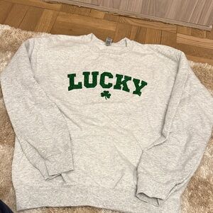 Gildan Gray Sweatshirt with Green Lucky Print